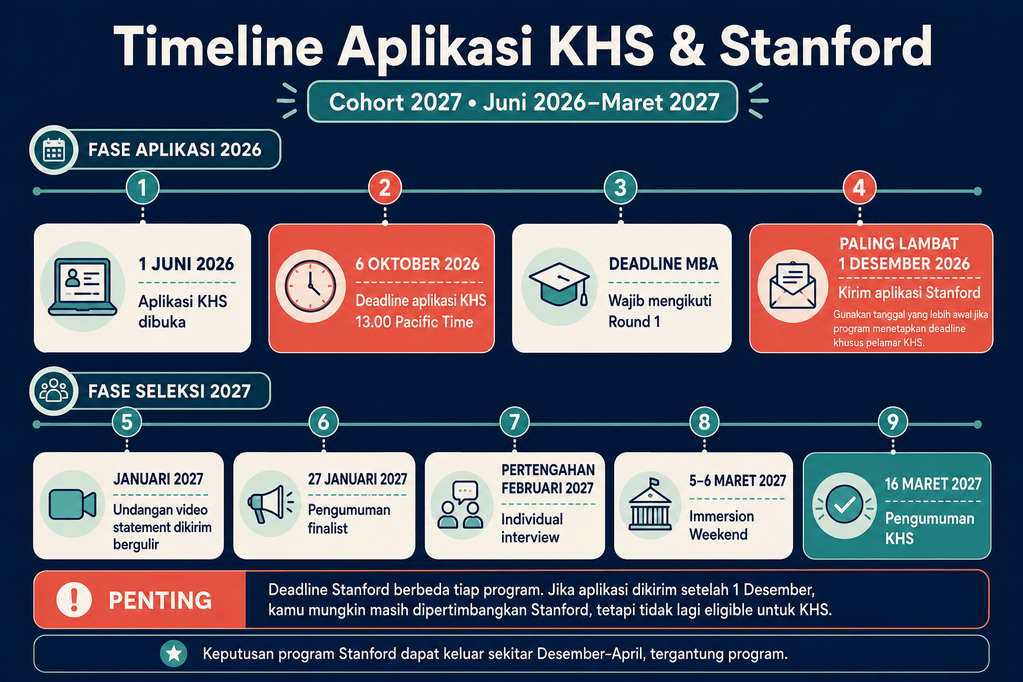 Timeline pendaftaran Beasiswa Knight-Hennessy Stanford cohort 2027
