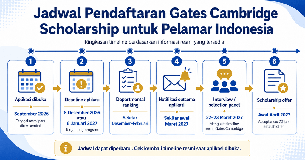 Jadwal pendaftaran Gates Cambridge Scholarship untuk pelamar Indonesia