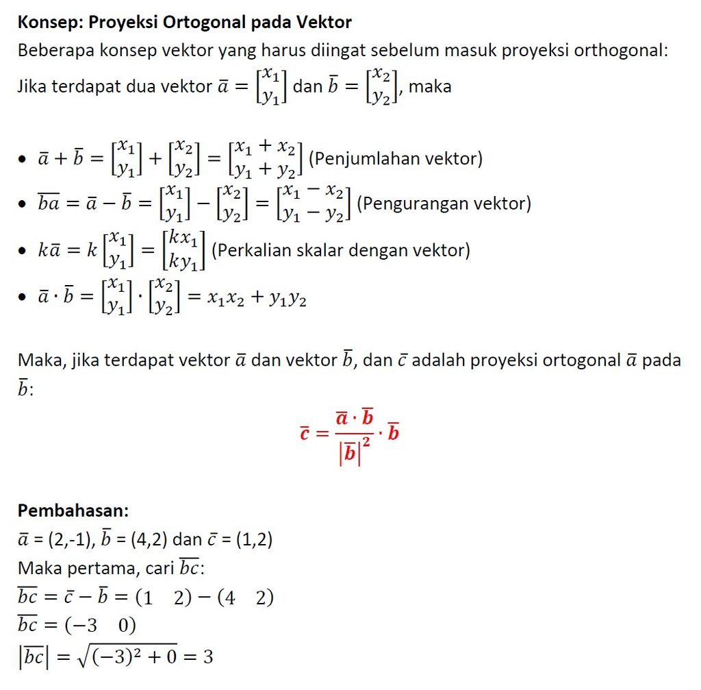 Diketahui Vektor A (2,-1) B(4,2) Dan C (1,2) Tentu...