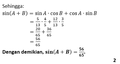 Diketahui Sin A = 5/13 Dan Cos B= 4/5, Untuk A Dan...