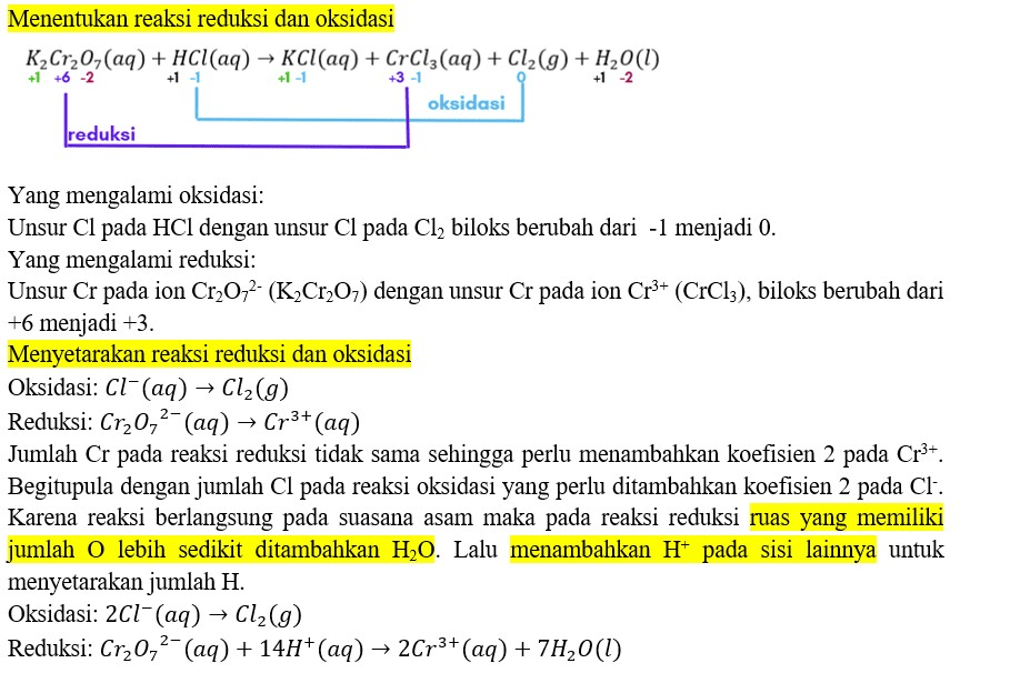 Reaksi Redoks Berikut Ini K2cr2o7 A Hci →2kci