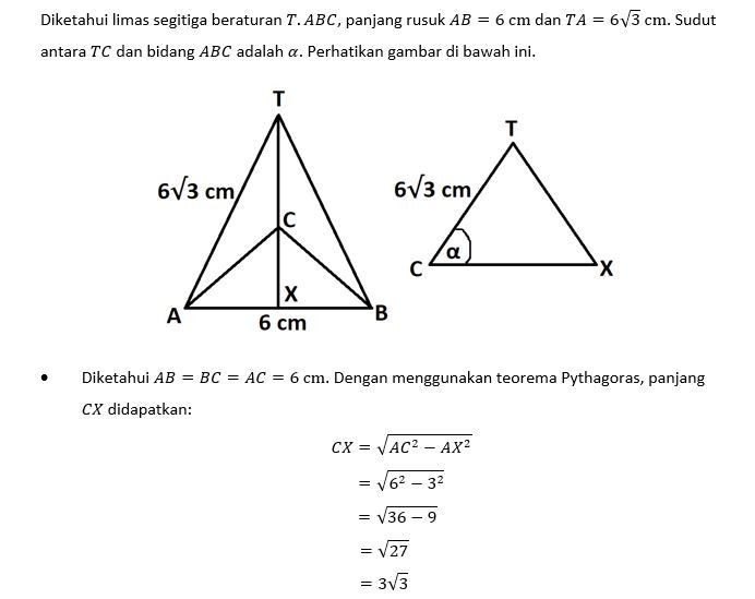 Diketahui Limas Segitiga Beraturan T.ABC, Panjang ...