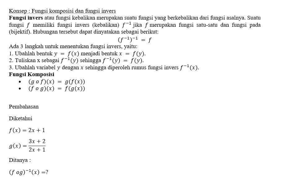 Diketahui Fungsi F Dan G Yang Ditentukan Oleh F(x)...