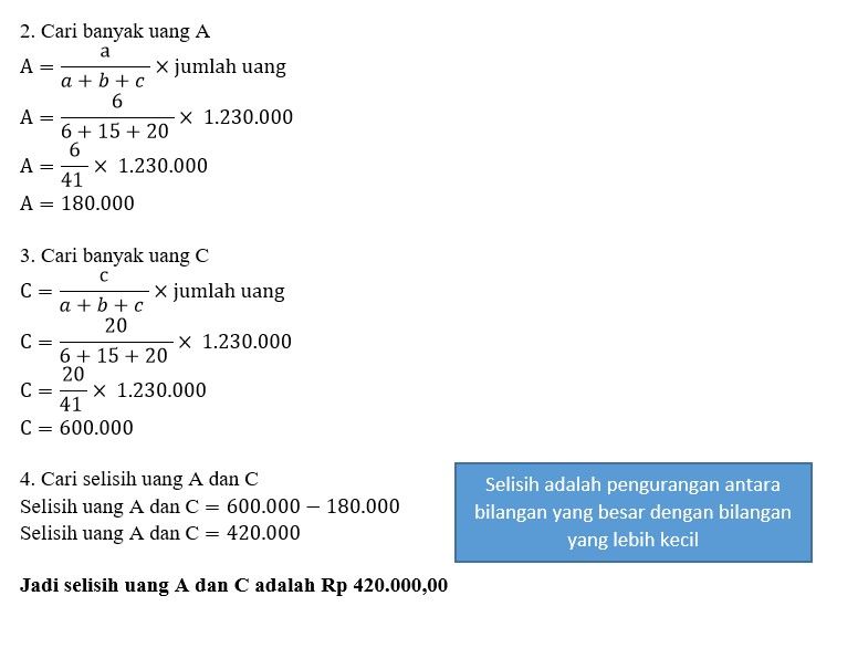 Perbandingan Uang A Dan B Adalah 2 : 5, Sedangkan ...