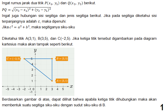 Diketahui Titik A(3,1),B(3,5),C(−2,5). Jika Ketiga...