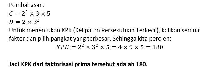 Tentukan KPK Dari Faktorisasi Prima Dua Bilangan B...