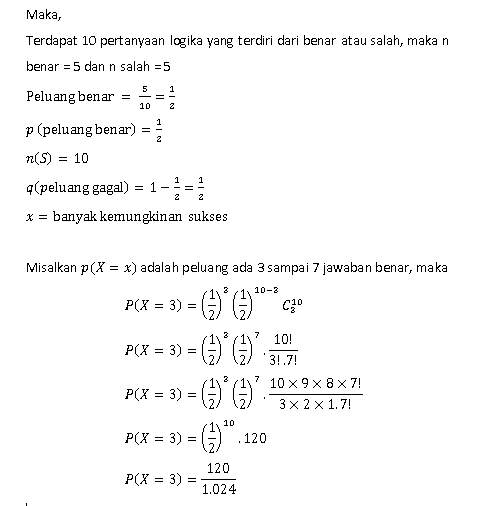 Suatu Soal Ujian Terdiri Atas 10 Pertanyaan Logika...