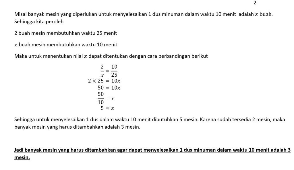 Sebuah Pabrik Menggunakan 2 Mesin Untuk Membuat1 D...