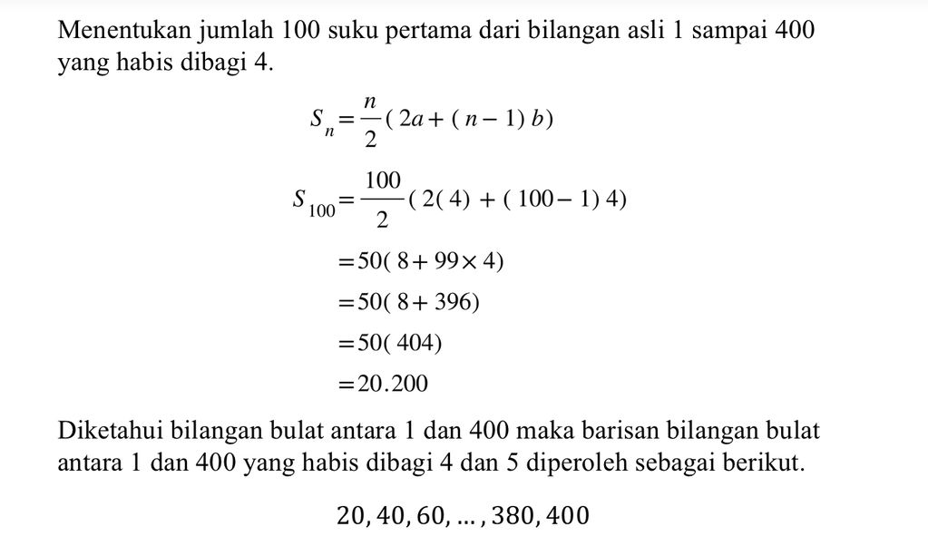 Jumlah Bilangan Asli Yang Habis Dibagi 4 , Tetapi ...