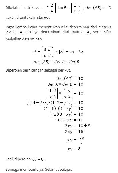 Diketahui Matriks Berordo 2x2 A 1 23 4 Dan 1943