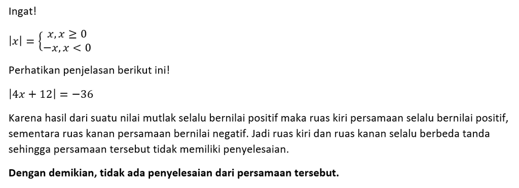 Tentukan Penyelesaian Dari Persamaan Nilai Mutlak ...