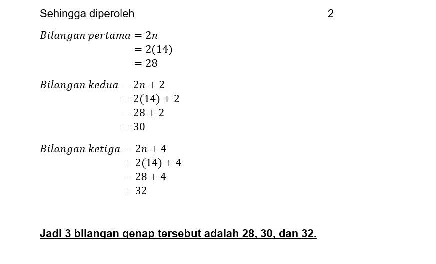 Temukan 3 Bilangan Genap Berurutan Yang Jumlahnya ...