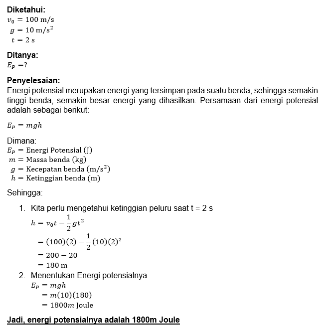 Sebuah Peluru Ditembakkan Vertikal Ke Atas Dengan ...