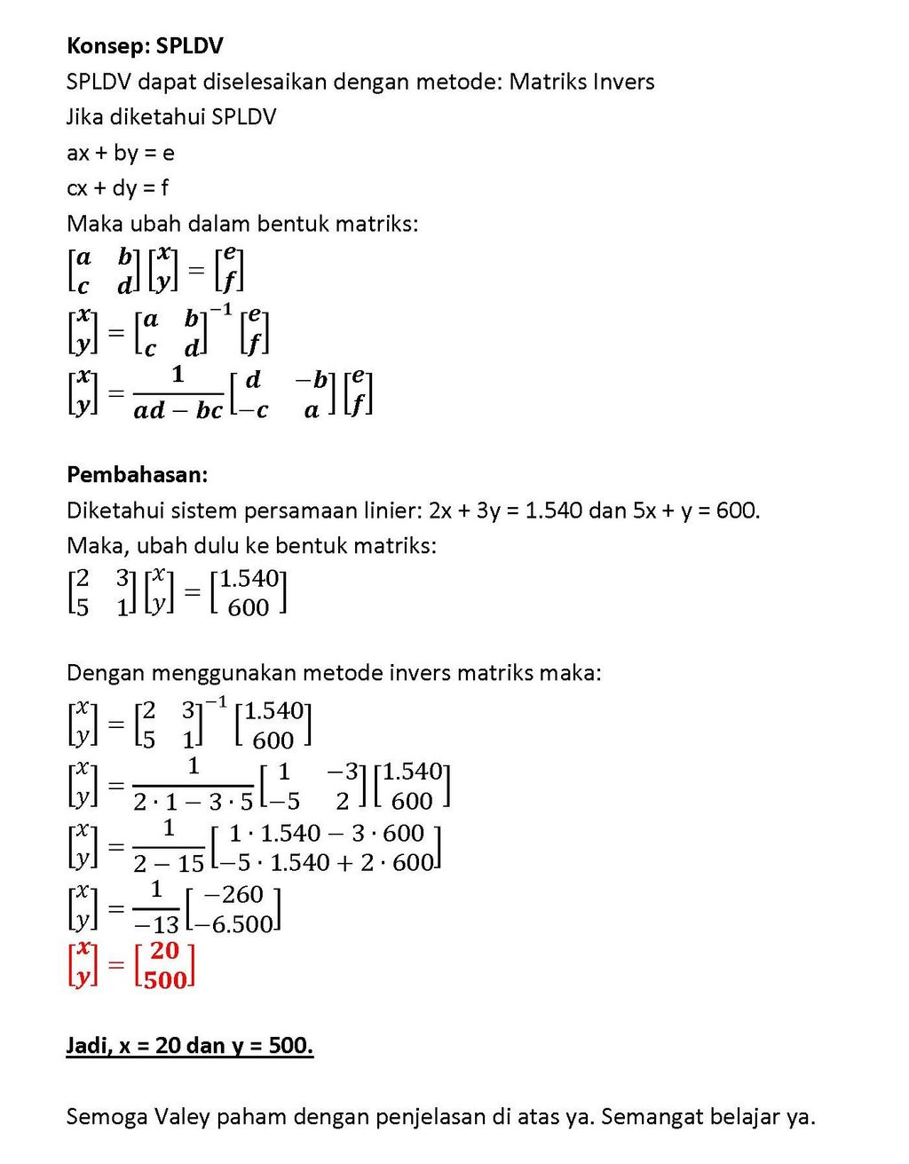 Diketahui Sistem Persamaan Linear Berikut : 2x+3y=...