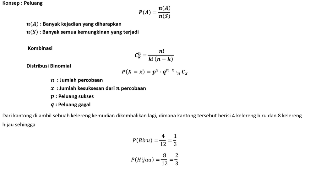 3.Sebuah Kantong Berisi 4 Kelereng Biru Dan 8 Kele...