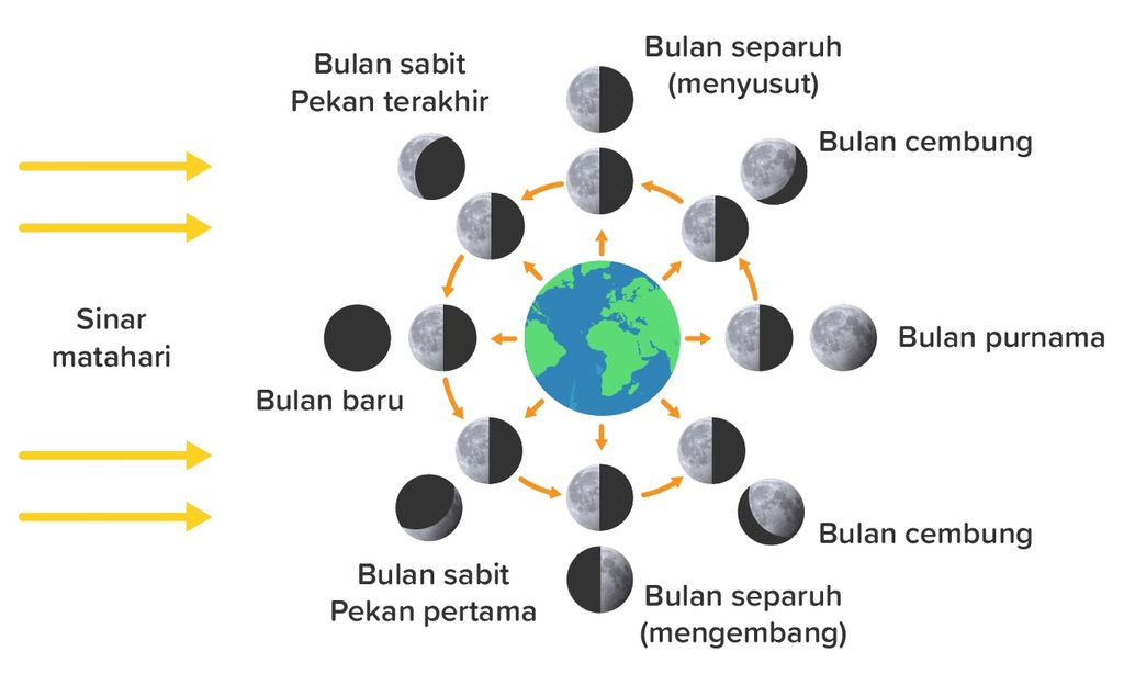 Perubahan Kenampakan Bulan Dari Waktu Ke Waktu Disebut perubahan kenampakan bulan dari waktu ke waktu dis...