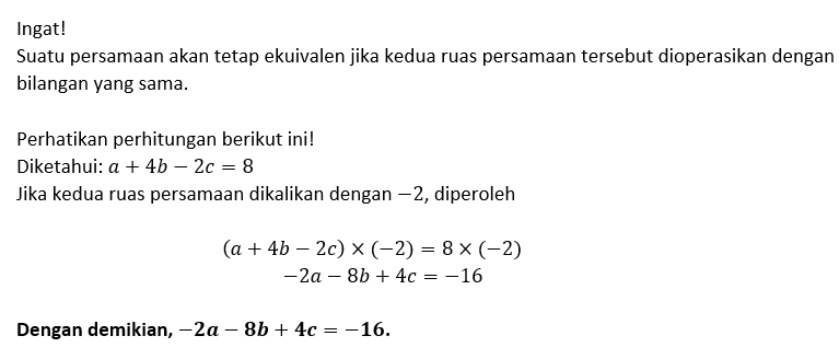 Jika Nilai Dari A + 4b - 2c = 8. Maka Nilai -2a