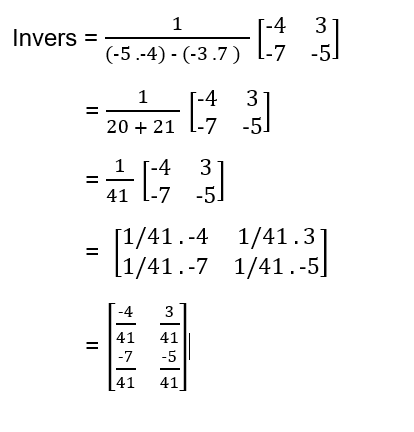Tentukan invers dari setiap matriks berikut: [(-5 ...