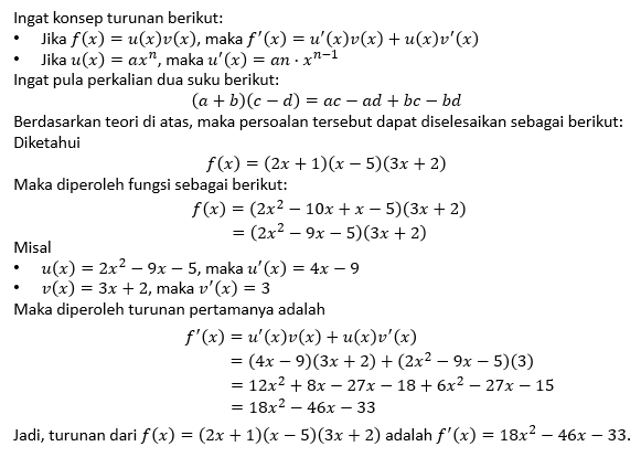 Tentukan Turunan Pertama Dari Fungsi Berikut Denga...