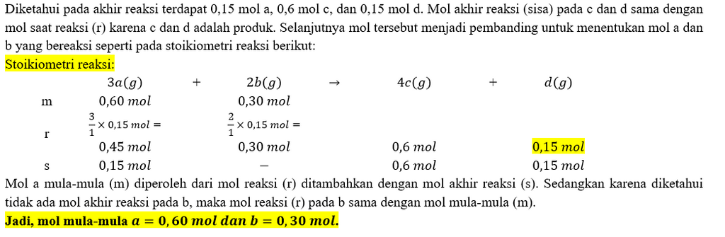 pada akhirreaksi dari suatu reaksi yang mempunyai ...