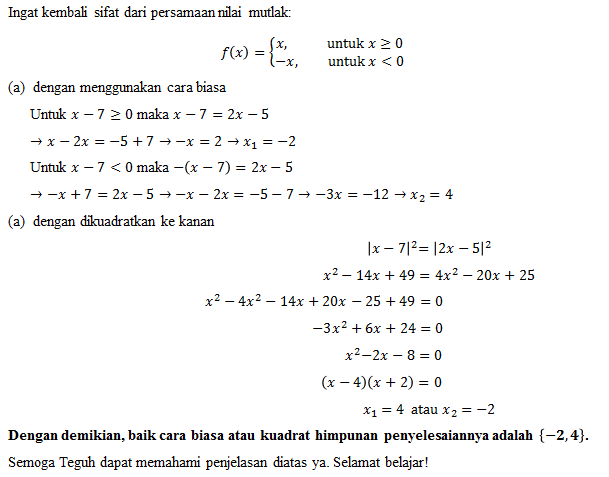 Tentukan Himpunan Penyelesaian Persamaan Nilai Mut...