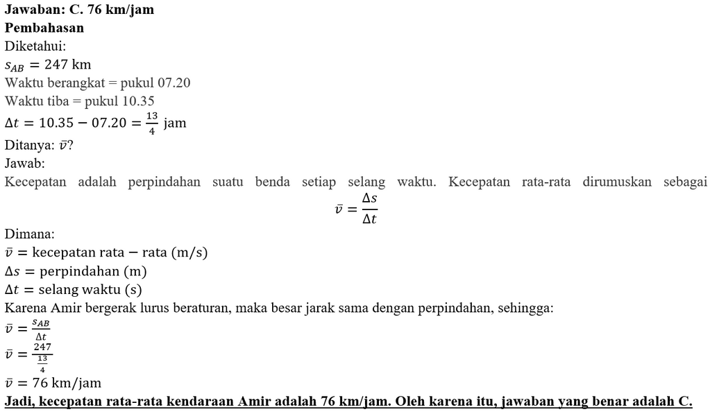 Amir Berkendaraan Dari Kota A Ke Kota B Yang Berja...