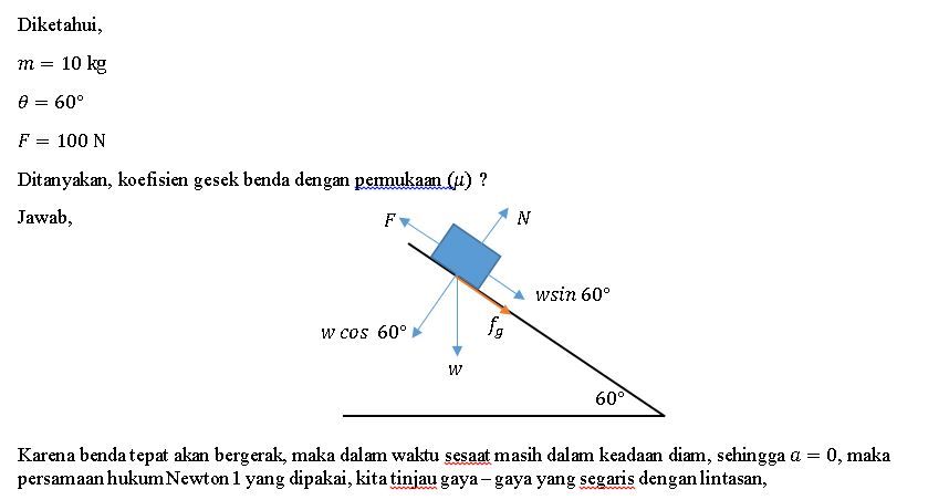 Sebuah Benda Dengan Massa 10 Kg Berada Di Suatu Bi...