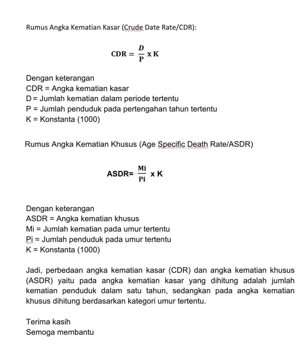 Apa Perbedaan Angka Kematian Kasar (CDR) Dan Angka...