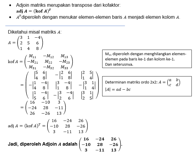 A=((3 1 −4)(2 5 6)(1 4 8)) Dari Matriks A Diatas,