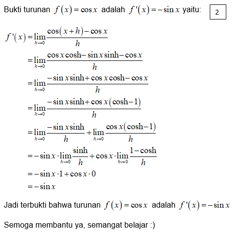 Buktikan Rumus Dasar Turunan Fungsi Trigonometri B...