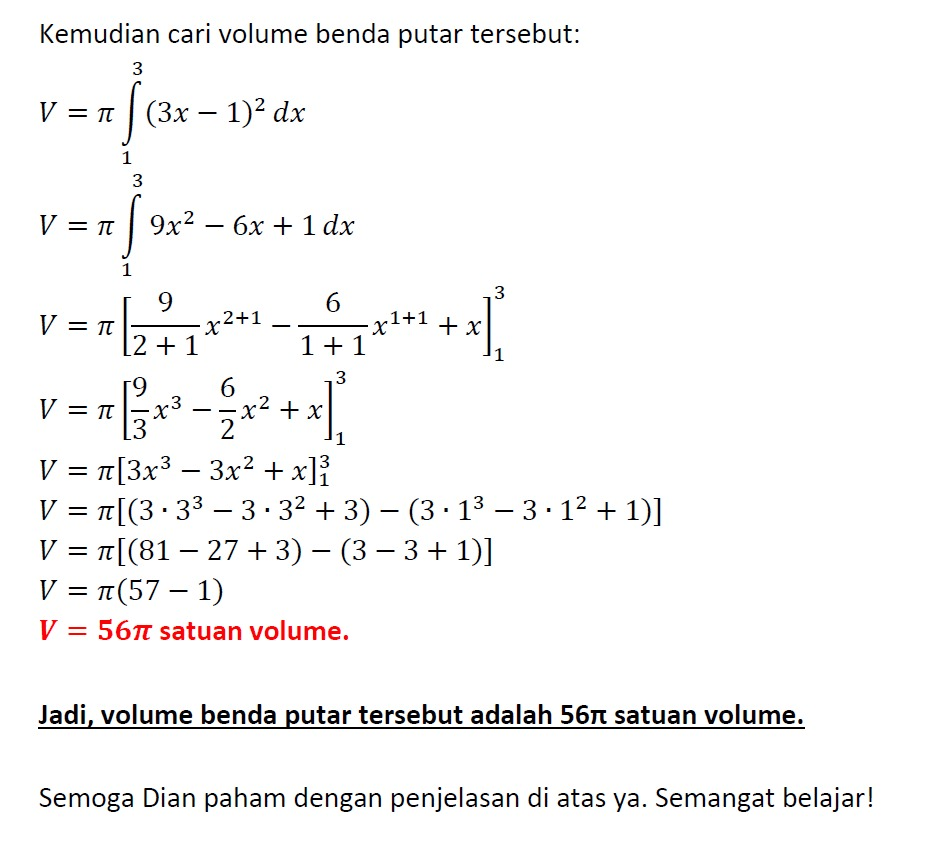 Volume Benda Putar Yang Terjadi Jika Daerah Yang D 1544