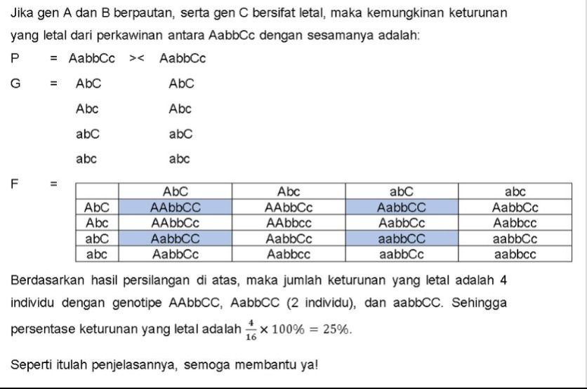 Jika Gen A Dan B Bertautan, Gen C Bersifat Letal,