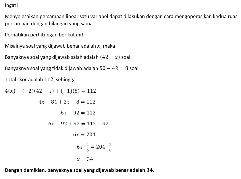 4. Dalam Kompetisi Matematika, Setiap Jawaban Bena...