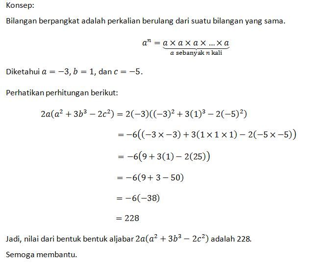 Jika A= -3. B= 1 C= -5 Hitunglah Nilai Dari Benruk...