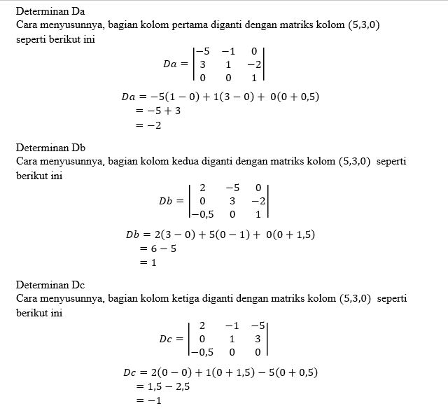 Diketahui sebuah sistem persamaan linear tiga vari...