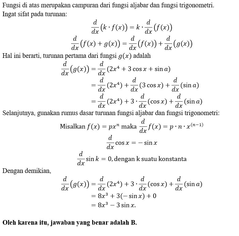 turunan pertama dari y 1 2 cos 3 4x π