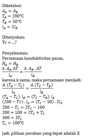 Dua Batang Logam Sejenis A Dan B Disambungkan Satu...