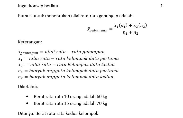 berat rata-rata 10 orang adalah 60 kg, dan berat r...