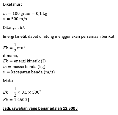 Peluru Yang Bermassa 100 Gram Ditembakkan Dengan K...