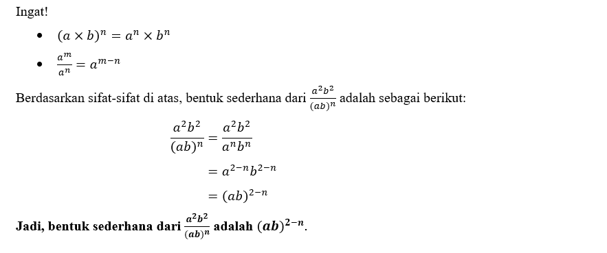 Sederhanakan Bentuk Pangkat Berikut. A (a^2b^2)/((...