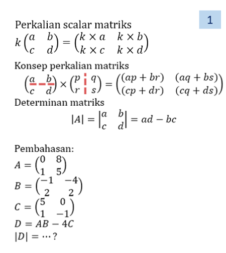 Matriks A,B, Dan C Memenuhi Persamaan D=AB−4C. Jik...