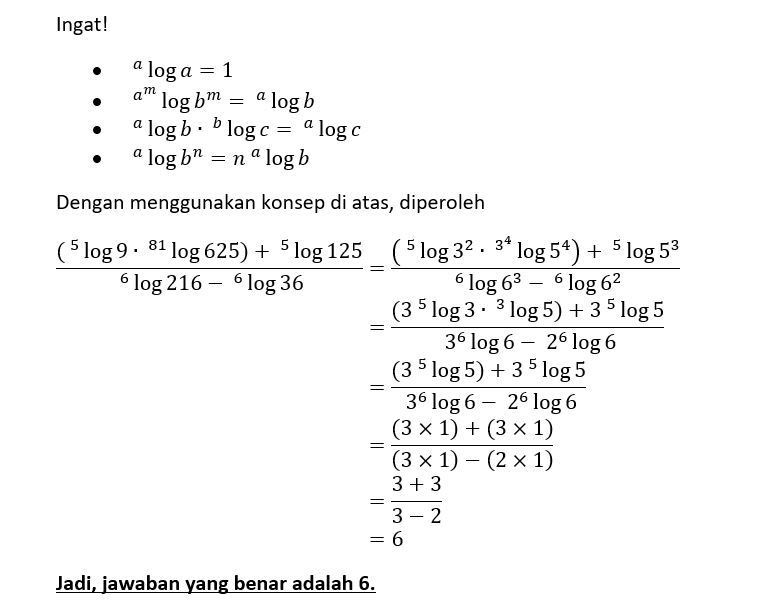 Hitunglah Nilai Log Berikut! B. (⁵log9 · ⁸¹log625 ...