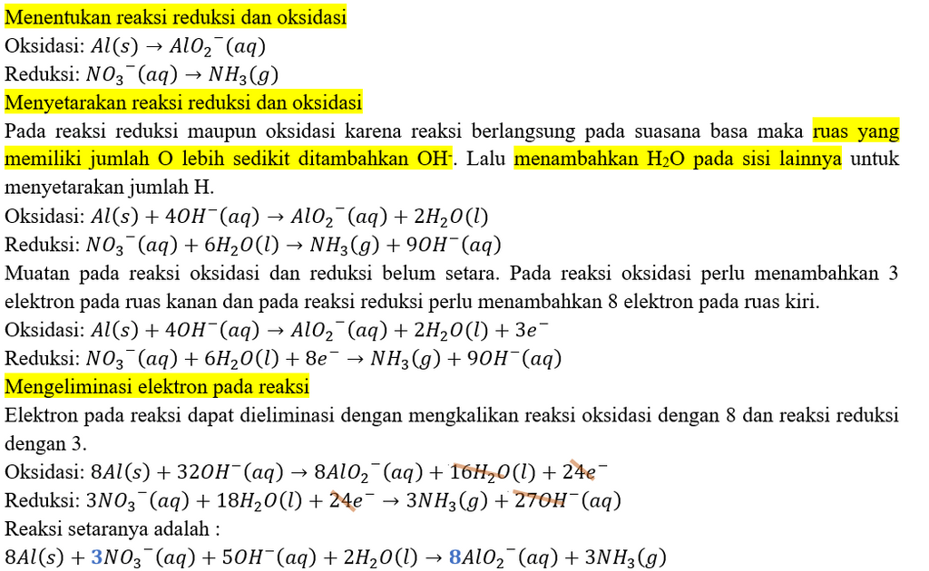 suatu reaksi redoks berlangsung dalam suasana basa...
