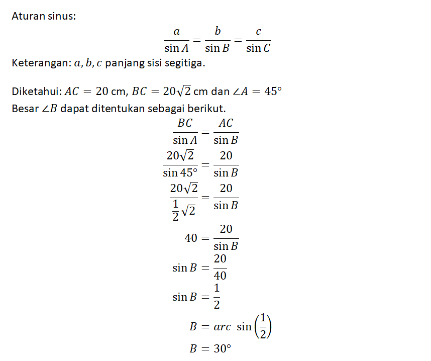 Dalam Segitiga ABC,dengan Sudut A=45 Derajat,AC=20...