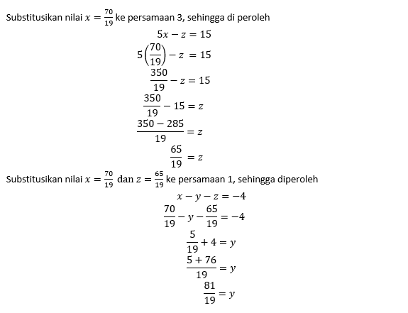 Diketahui Sistem Persamaan Berikut. X−y−z = −4 2x...