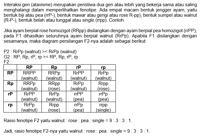 Diketahui ayam berpial rose (RRpp/Rrpp, ayam berpi...