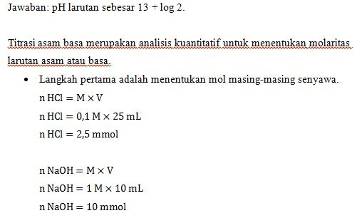 Sebanyak 25 Ml Larutan Hcl 0 1 M Dititrasi Dengan