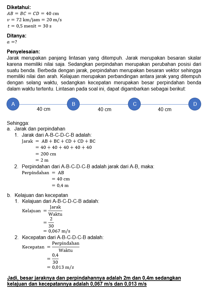 Suatu Benda Bergerak Pada Lintasan Lurus A-B-C-D,