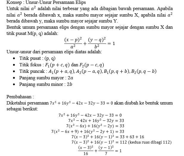 Tentukan Koordinat Titik Pusat, Titik Fokus, Titik...