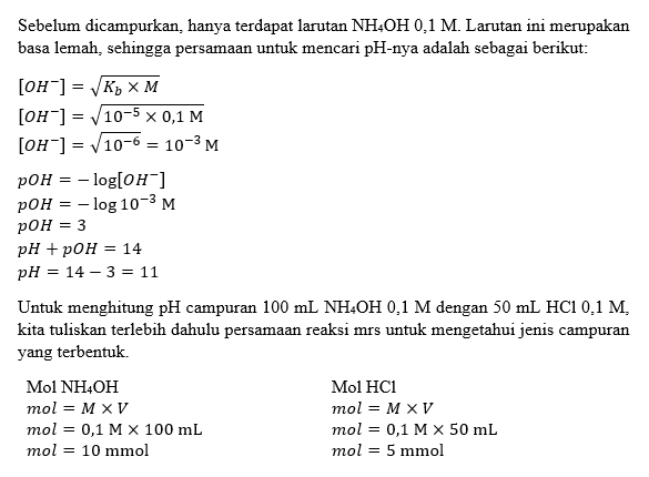 Hitung Ph Larutan Sebelum Dicampur Dan Sesudah Dic